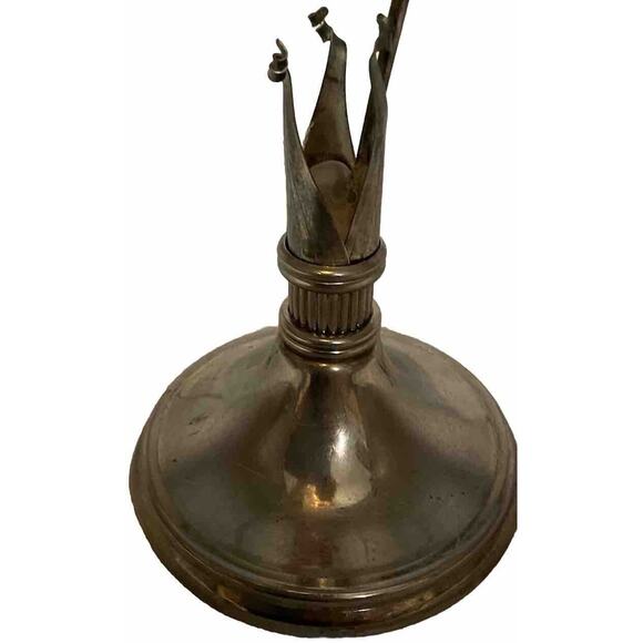 VTG Amaryllis Flower Vase In Silver Plated Ornate Metal Stand Art Glass 15.5 IN - Picture 15 of 16